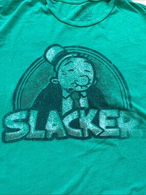 WIMPY " Slacker" Green Vintage Destressed T-Shirt- POPEYE The Sailorman - Large